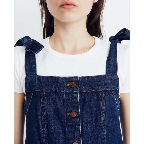 Madewell Dark Denim Tie Strap Mini Dress - Picture 3 of 12